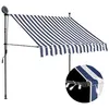 Image de vidaXL Luifel handmatig uitschuifbaar met LED 150 cm blauw en wit145842