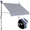 Image de vidaXL Luifel handmatig uitschuifbaar met LED 200 cm blauw en wit145843