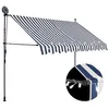 Image de vidaXL Luifel handmatig uitschuifbaar met LED 250 cm blauw en wit145844
