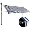 Image de vidaXL Luifel handmatig uitschuifbaar met LED 350 cm blauw en wit145846