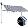 Image de vidaXL Luifel handmatig uitschuifbaar met LED 400 cm blauw en wit145847
