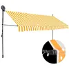 Image de vidaXL Luifel handmatig uitschuifbaar met LED 350 cm wit en oranje145860