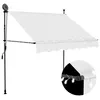 Image de vidaXL Luifel handmatig uitschuifbaar met LED 150 cm cràmekleurig145870