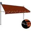 Image de vidaXL Luifel handmatig uitschuifbaar met LED 350 cm oranje en bruin145881