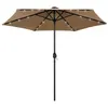 Image de vidaXL Parasol met LED-verlichting en aluminium paal 270 cm taupe47355