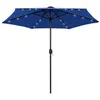 Image de vidaXL Parasol met LED-verlichting en aluminium paal 270 cm azuurblauw47359