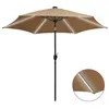 Image de vidaXL Parasol met LED-verlichting en aluminium paal 300 cm taupe47363
