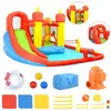 Image de Happy Hop Château Gonflable avec Toboggan et Piscine Pataugeoire Enfants Garçons Filles Soufflante Boules Océaniques 410x385x220 cm PVC 92198