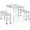 Image de Table de camping pliable avec 2 bancs Aluminium Blanc