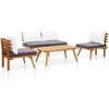 Image de Ensembles de bancs. canapes et tables de jardin vidaxl bois massif 3 personnes 4 pieces