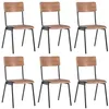 Image de Lot de 6 chaise Vidaxl interieur empilable non pliable H. 85.5 cm en acier marron