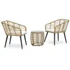 Image de vidaXL Ensemble de bistro 3 pcs Résine tressée Chêne