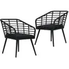 Image de Chaises de jardin lot de 2 avec coussins Résine tressée Noir