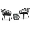 Image de vidaXL Ensemble de bistro 3 pcs Résine tressée Noir