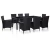 Image de Ensemble à dîner d extérieur 9 pcs Résine tressée Noir