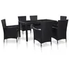 Image de Ensemble à manger d extérieur 7 pcs Résine tressée Noir