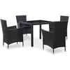 Image de Ensemble à manger d extérieur 5 pcs Résine tressée Noir