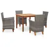 Image de vidaXL Mobilier à dîner 5 pcs Résine tressée et bois d'acacia Gris