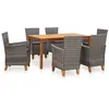 Image de vidaXL 7-delige Eethoek poly rattan en massief acaciahout grijs46001