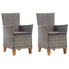 Image de Lot de 2 chaise vidaxl exterieur empilable non pliable en resine tressee H. 87.5 cm gris