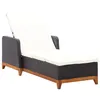 Image de Chaise longue Résine tressée et bois d acacia massif Noir