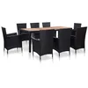 Image de vidaXL Mobilier à dîner de jardin - 1 table + 8 chaises - Résine tressée - Noir