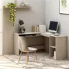Image de Bureau d angle en forme de L Gris Béton Bois d ingénierie