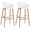 Image de Lot de 2 chaise de bar vidaxl interieur non pliable en plastique H. 95.5 cm blanc
