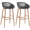 Image de Lot de 2 chaise de bar vidaxl H. 95.5 cm non pliable en bois interieur gris