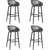 Image de Lot de 4 chaise de bar vidaxl en metal empilable non pliable interieur H. 95.5 cm gris