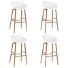 Image de Lot de 4 chaise de bar vidaxl en plastique non pliable interieur H. 95.5 cm blanc