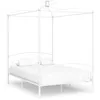 Image de Cadre de lit sans matelas avec baldaquin blanc 140x200 cm métal