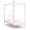 Image de Cadre de lit à baldaquin sans matelas rose métal 90x200 cm