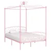 Image de Cadre de lit à baldaquin sans matelas rose métal 140x200 cm