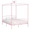 Image de Cadre de lit à baldaquin sans matelas rose métal 160x200 cm