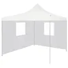 Image de vidaXL Partytent met 2 zijwanden inklapbaar 3x3 m staal wit48862
