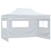 Image de Tente pliable de réception avec 3 parois 3 x 4,5 m Blanc