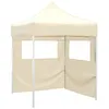 Image de vidaXL Partytent met 2 zijwanden inklapbaar 2x2 m staal cràme48881