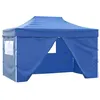 Image de vidaXL Partytent met 4 zijwanden inklapbaar 3x4 m staal blauw48891