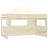 Image de Tente de réception pliable avec 3 parois 3x4 m Acier Crème
