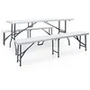 Image de vidaXL Table pliable de jardin avec 2 bancs 180 cm Acier et PEHD Blanc