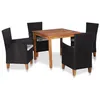 Image de vidaXL Mobilier à dîner de jardin 5 pcs Résine tressée Noir et marron