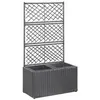 Image de vidaXL Lit surélevé treillis 2 pots 58x30x107 cm Résine tressée Marron
