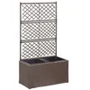 Image de Lit surélevé treillis 2 pots 58x30x107cm Résine tressée Marron