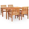 Image de Mobilier à dîner - VIDAXL - Acacia solide - 5 pièces - Résistant aux intempéries - Coussins inclus