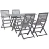 Image de Ensemble à manger de jardin 5 pcs Bois d acacia massif Gris