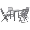 Image de Ensemble à manger de jardin 5 pcs Bois d acacia massif Gris
