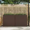 Image de vidaXL Lits surélevés de jardin et 4 pots 2 pcs Résine tressée Marron