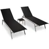 Image de Chaises longues lot de 2 avec table acier et textilène noir