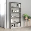 Image de Bibliothèque à 5 niveaux Gris béton 80x24x175cm Bois ingénierie